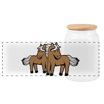2 Chevaux Homme Femme Amoureux Amis Amour Équipe - Boîte à biscuits avec couvercle en bois - blanc - Devant