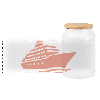 Silhouette de bateau de croisière minimaliste vacances - Boîte à biscuits avec couvercle en bois - blanc - Devant