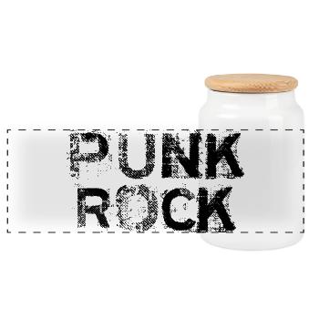 Punk Rock distressed bold logo - Panoramic Cookie Jar with Wooden Lid - white - Front