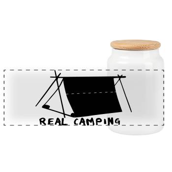 Camping Camping Vacances Yps Tente Camping-car Nature - Boîte à biscuits avec couvercle en bois - blanc - Devant