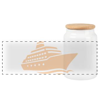 Silhouette de bateau de croisière minimaliste vacances - Boîte à biscuits avec couvercle en bois - blanc - Devant