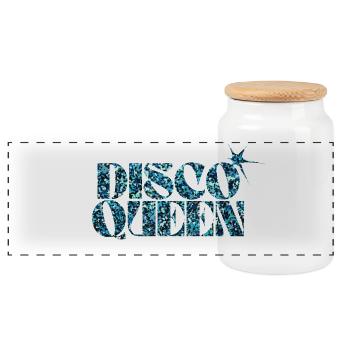 Disco Glitter Bubble Graphic Design - Panoramic Cookie Jar with Wooden Lid - white - Front