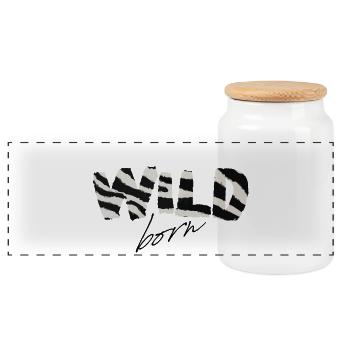 Wild Born Zebra Stripe Logo - Boîte à biscuits avec couvercle en bois - blanc - Devant