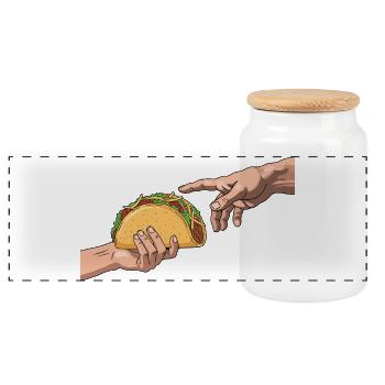 Création de tacos Funny Fiesta à la mexicaine - Boîte à biscuits avec couvercle en bois - blanc - Devant
