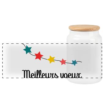 NOËL. MERRY CHRISTMAS. SAPIN. BONNE ANNEE - Boîte à biscuits avec couvercle en bois - blanc - Devant