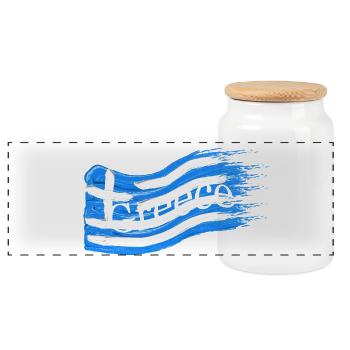Griechische Fahne - Panorama Keksdose mit Holzdeckel - Weiß - Vorne