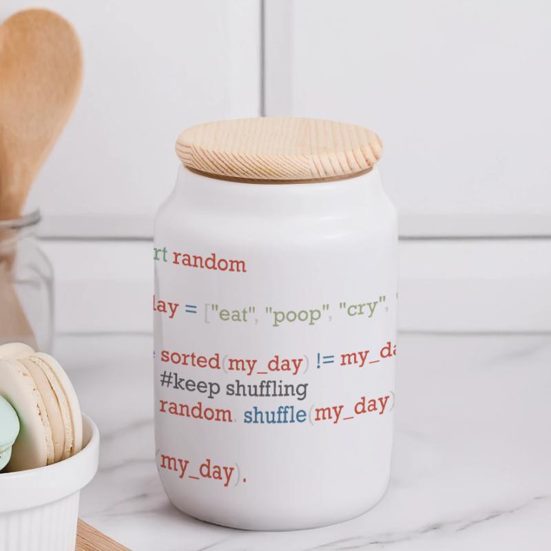 Drôle de code python sur la vie quotidienne, bébé Boîte à biscuits avec couvercle en bois