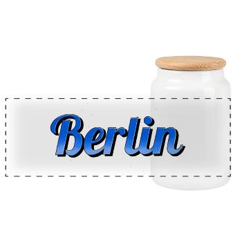 Berlin - Panorama Keksdose mit Holzdeckel - Weiß - Vorne