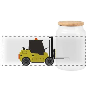 Chariot élévateur - Boîte à biscuits avec couvercle en bois - blanc - Devant