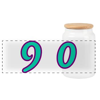 90. 90 YEARS. 90th ANNIVERSARY. 90 YEARS ANNIVERSARY. - Panoramic Cookie Jar with Wooden Lid - white - Front