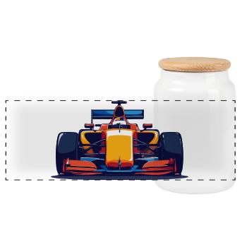 Voiture de course Vue avant Contraste de couleurs Sport automobile - Boîte à biscuits avec couvercle en bois - blanc - Devant