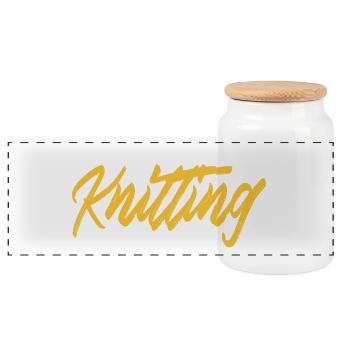 I Just Love Knitting Okay Funny Quote for Yarn - Panorama Keksdose mit Holzdeckel - Weiß - Vorne