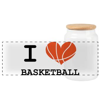 J'aime le basketball - Boîte à biscuits avec couvercle en bois - blanc - Devant