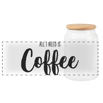 All I Need Is coffee - Panoramic Cookie Jar with Wooden Lid - white - Front