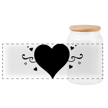 cœur noir cadeau saint valentin - Boîte à biscuits avec couvercle en bois - blanc - Devant
