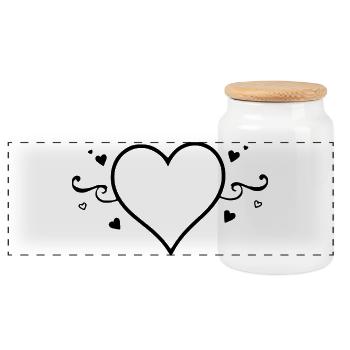 cœur noir cadeau saint valentin - Boîte à biscuits avec couvercle en bois - blanc - Devant