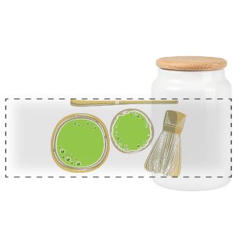 Matcha Tee - Panorama Keksdose mit Holzdeckel - Weiß - Vorne