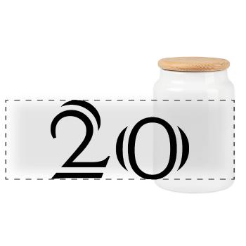 20. 20 YEARS. 20th ANNIVERSARY. 20 YEARS ANNIVERSARY. - Panoramic Cookie Jar with Wooden Lid - white - Front