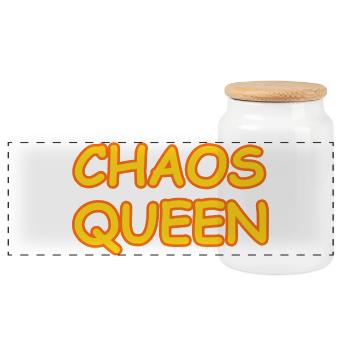CHAOS QUEEN - Panorama Keksdose mit Holzdeckel - Weiß - Vorne