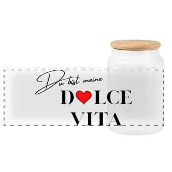Spruch Liebe  - Panorama Keksdose mit Holzdeckel - Weiß - Vorne
