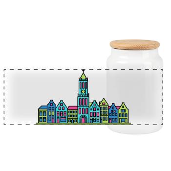 Silhouette de la Dom Tower de la ville d’Utrecht Art moderne - Boîte à biscuits avec couvercle en bois - blanc - Devant