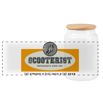 Scooterist Vintage Scooter Rider Racing - Panoramic Cookie Jar with Wooden Lid - white - Front
