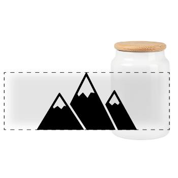 Berge Gebirge Wandern Outdoor Vektor - Panorama Keksdose mit Holzdeckel - Weiß - Vorne
