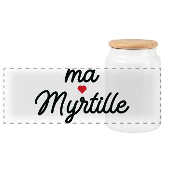 My Blueberry (Love) Heart Script - Panoramic Cookie Jar with Wooden Lid - white - Front
