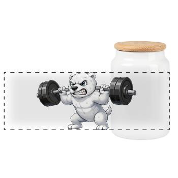 Entraînement de musculation Cute Bear Polar Bear - Boîte à biscuits avec couvercle en bois - blanc - Devant