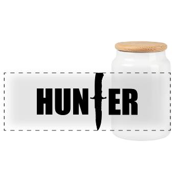 Hunting - Hunter - Panoramic Cookie Jar with Wooden Lid - white - Front