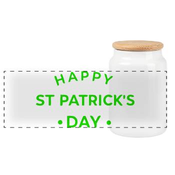 St. Patrick's Day Green - Panoramic Cookie Jar with Wooden Lid - white - Front