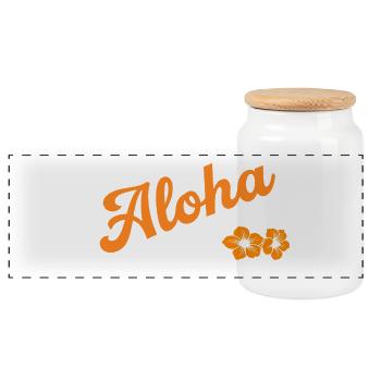 Maui Aloha, Tropical Island Style - Panoramic Cookie Jar with Wooden Lid - white - Front