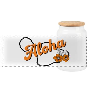 Maui Aloha, Tropical Island Shirt - Panoramic Cookie Jar with Wooden Lid - white - Front
