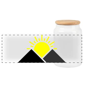 Sun Mountains Landscape - Panoramic Cookie Jar with Wooden Lid - white - Front