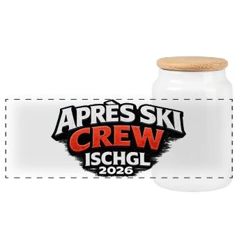 Apres Ski Crew Ischgl 2026 Outfit - Panorama Keksdose mit Holzdeckel - Weiß - Vorne