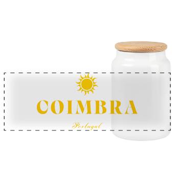 Coimbra Portugal Suncrest Gold - Panorama Keksdose mit Holzdeckel - Weiß - Vorne
