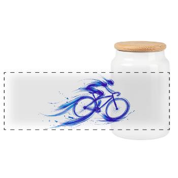 cyclist fast blue  Fahrrad - Panorama Keksdose mit Holzdeckel - Weiß - Vorne