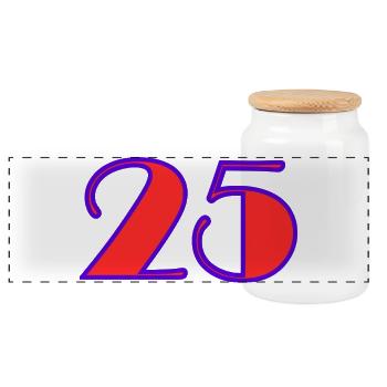 25. 25 YEARS. 25th ANNIVERSARY. 25 YEARS ANNIVERSARY. - Panoramic Cookie Jar with Wooden Lid - white - Front
