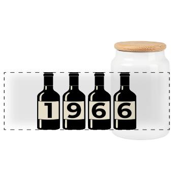 Geburtsjahr 1966 Wein - Panorama Keksdose mit Holzdeckel - Weiß - Vorne