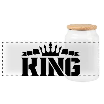 king_1 - Panorama Keksdose mit Holzdeckel - Weiß - Vorne
