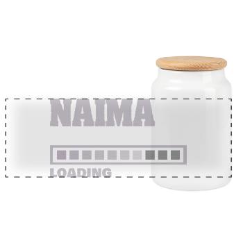 Gift for Naima - Panoramic Cookie Jar with Wooden Lid - white - Front