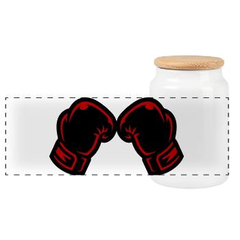 Boxhandschuhe Symbol Logo - Panorama Keksdose mit Holzdeckel - Weiß - Vorne