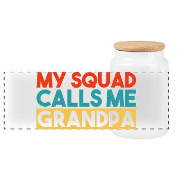 Mon escouade m’appelle Grand-père Slogan rétro coloré - Boîte à biscuits avec couvercle en bois - blanc - Devant