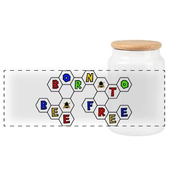 born_to_bee_free - Boîte à biscuits avec couvercle en bois - blanc - Devant
