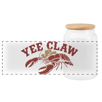 Yee Claw Hummer Cowboy Lobster Western Design - Panoramic Cookie Jar with Wooden Lid - white - Front