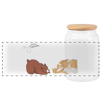 Bär & Papier - Panorama Keksdose mit Holzdeckel - Weiß - Vorne