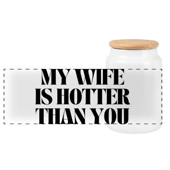 Ma femme est plus sexy que toi - Boîte à biscuits avec couvercle en bois - blanc - Devant