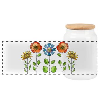 Blumen - Panorama Keksdose mit Holzdeckel - Weiß - Vorne