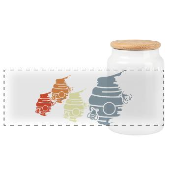 Dessin vintage en ruche - Boîte à biscuits avec couvercle en bois - blanc - Devant
