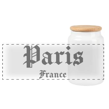 Paris, France, Gothic - Panoramic Cookie Jar with Wooden Lid - white - Front